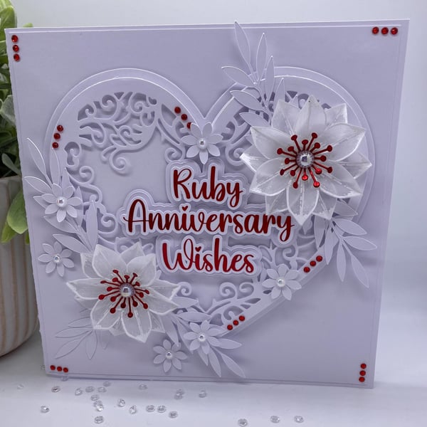 BRAND NEW Personalised - Luxury 40th Ruby Wedding anniversary card boxed