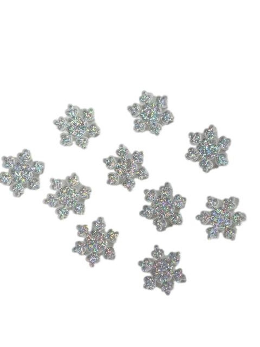 10pcs AB Sparkly Resin Mini Snowflake Embellishments for Crafting, Occasions and