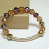 Czech crystal and stardust curved tube bracelet 