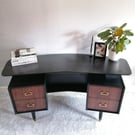 Dressing table Mid Century upcycled painted desk black and walnut