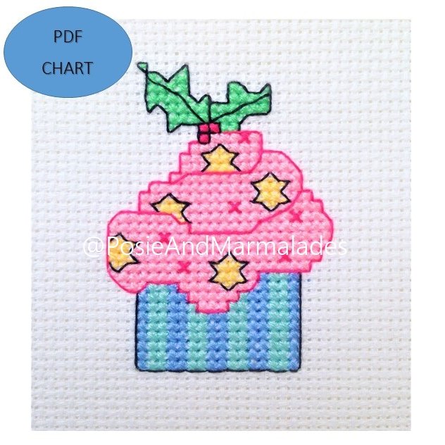 Christmas Cupcake Cross Stitch Digital Download PDF Pattern