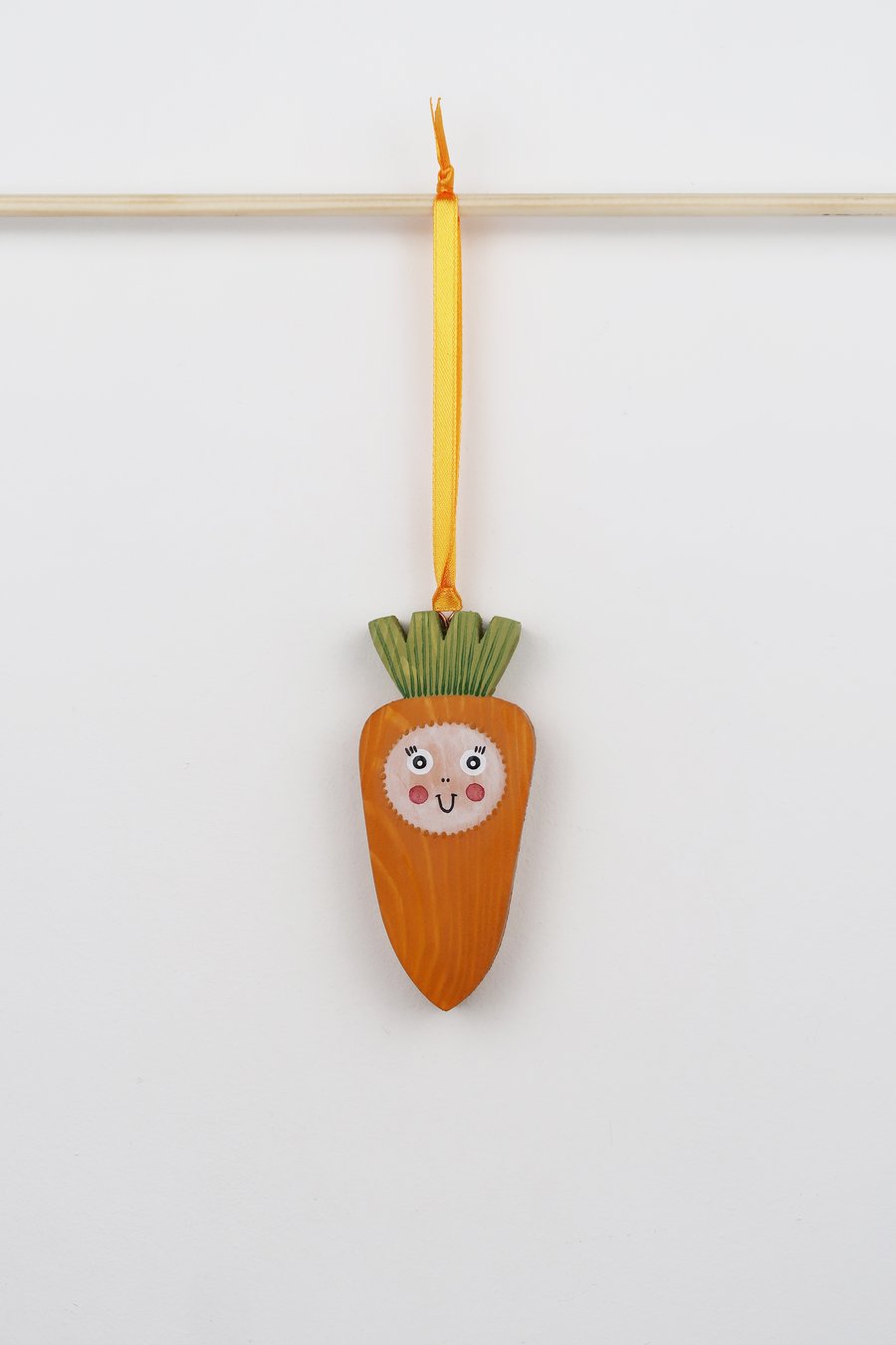 easter carrot hanging decoration, cute wooden spring decor, happy vegetable