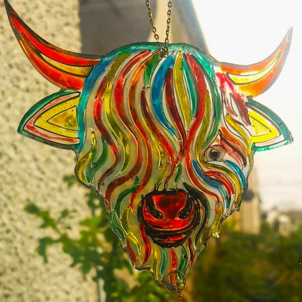 Suncatcher, Resin Highland Cow, Made to Order, Wall Art, Window Decoration