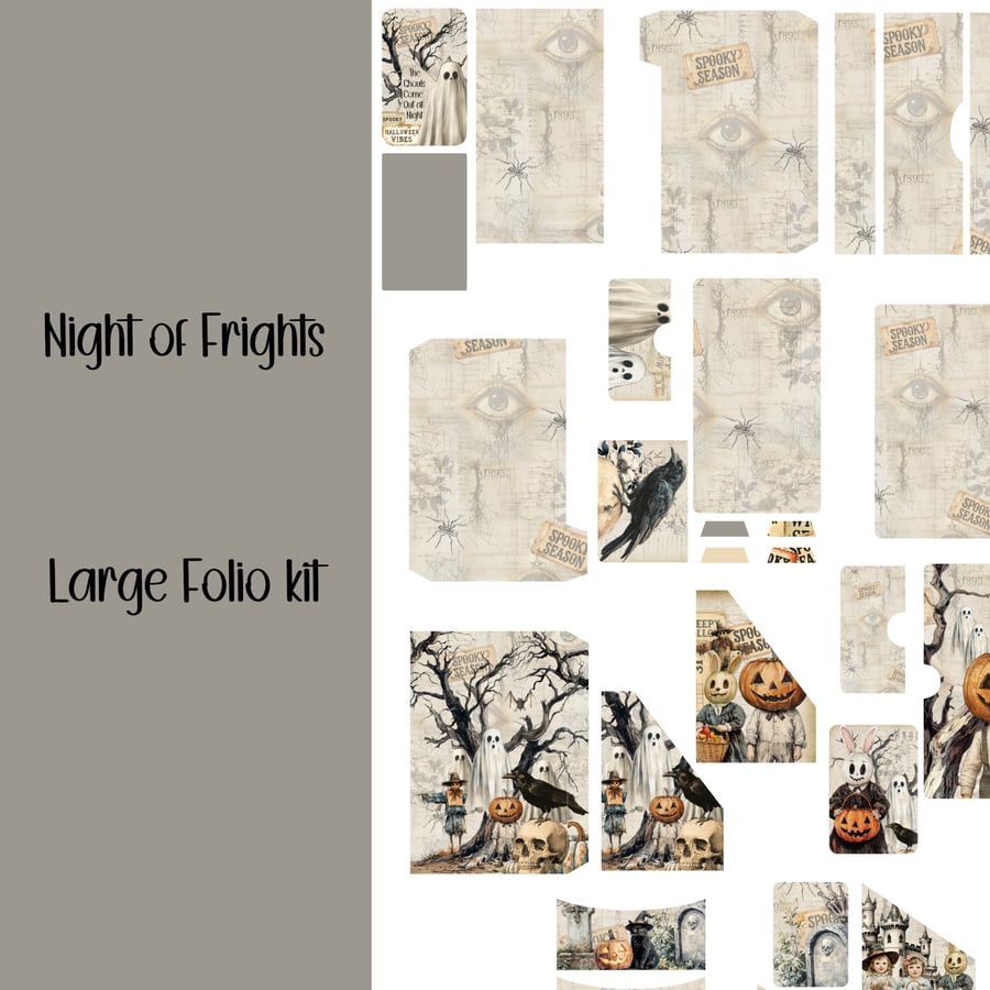Night of Frights Large Folio Scrapbooking, Ephemera, Journal, Digital Download 
