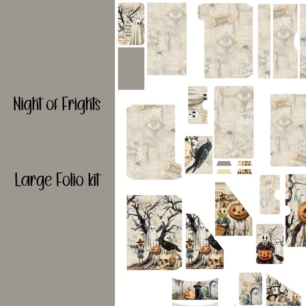 Night of Frights Large Folio Scrapbooking, Ephemera, Journal, Digital Download 