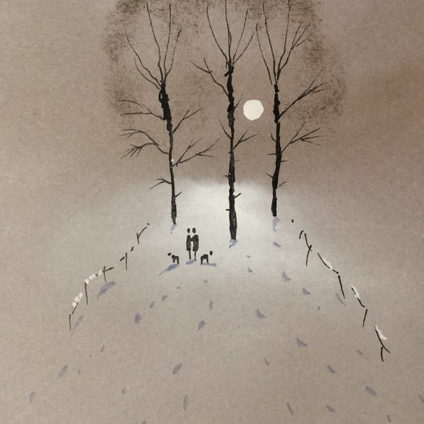 Original Watercolour " Birch Trees" by Stephen Allen