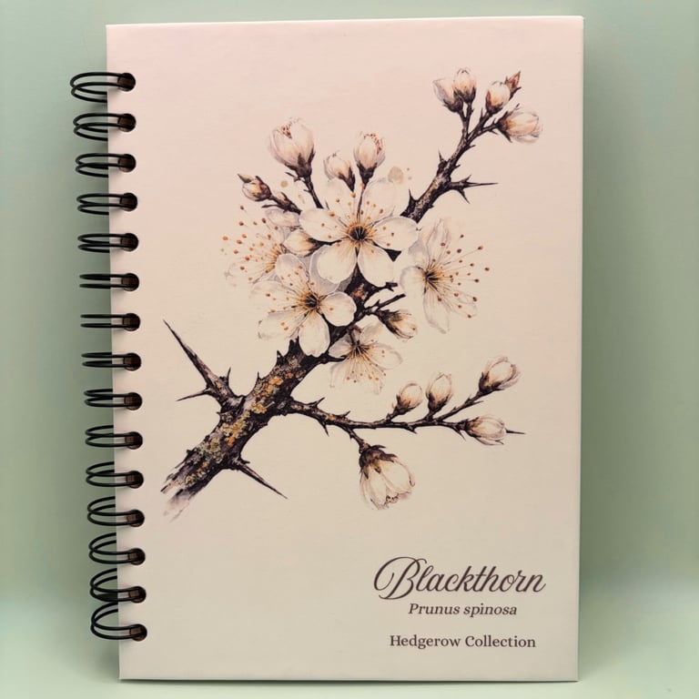 Blackthorn A5 Notebook, Botanical Spiral Bound Notebook, Hedgerow Collection