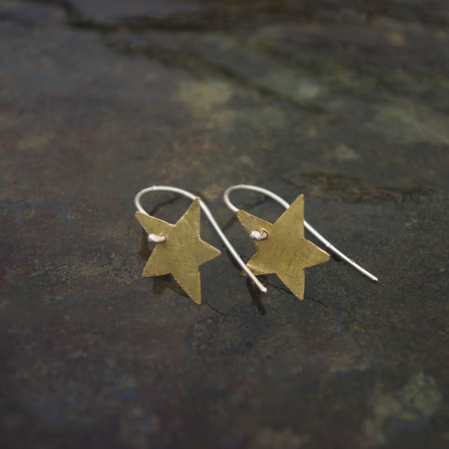 Brass Star Earrings