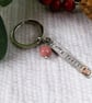 Bag Charm, Sterling Silver Bar Stamped Furry Feets with Paw Print & Rhodonite - Image 5