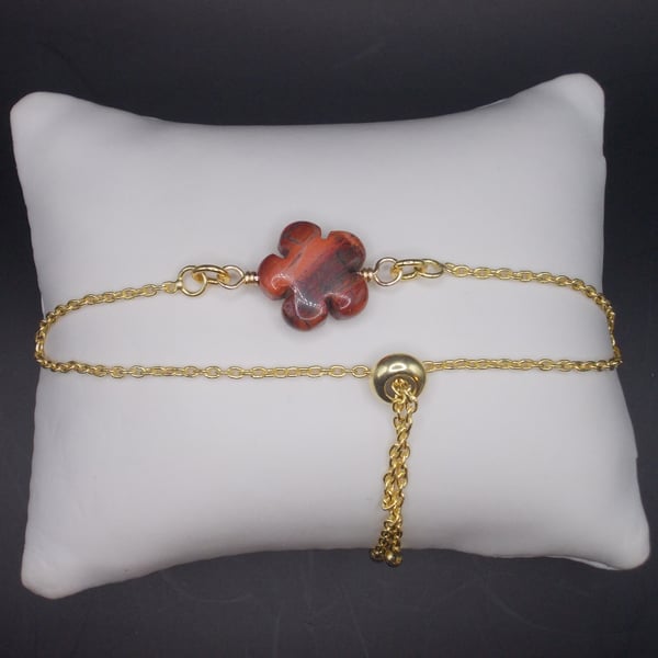 Red agate flower slider bracelet