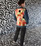 Upcycled denim jacket - orange patchwork - Image 8