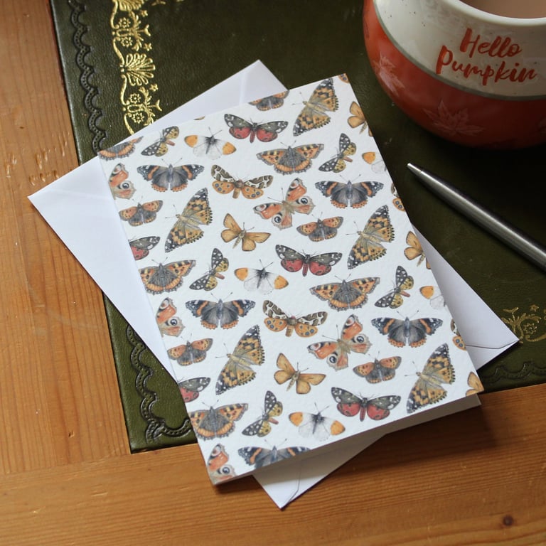 Single Scattered Butterfly Greetings Card - A6 Size