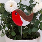 Robin clay decoration, houseplant stake decoration 