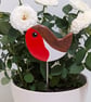 Robin clay decoration, houseplant stake decoration  - Image 1