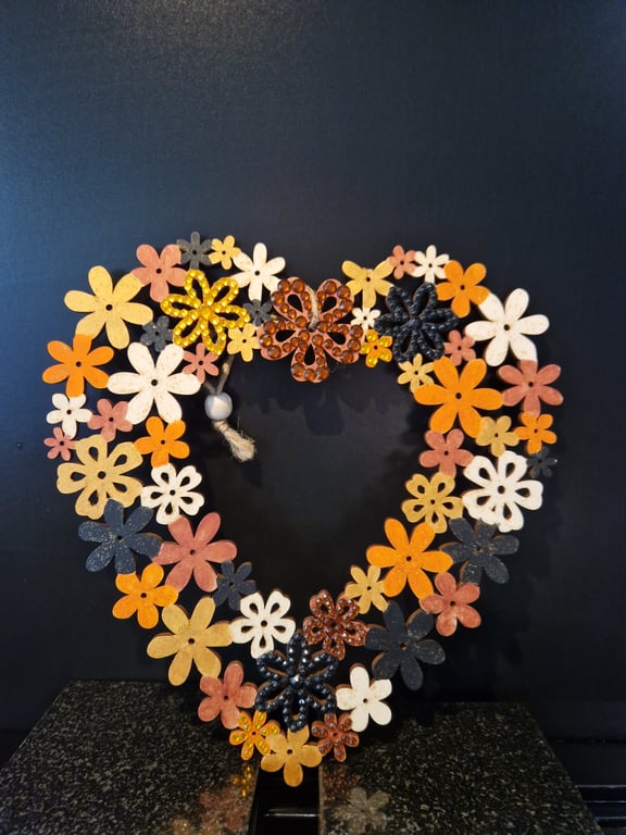 Decorative wooden flower wreath. 