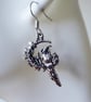 Halloween Earrings with Witch & Vine Covered Moon 