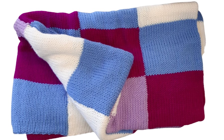 Knitted Patchwork Blanket 108cm x 154 cm
