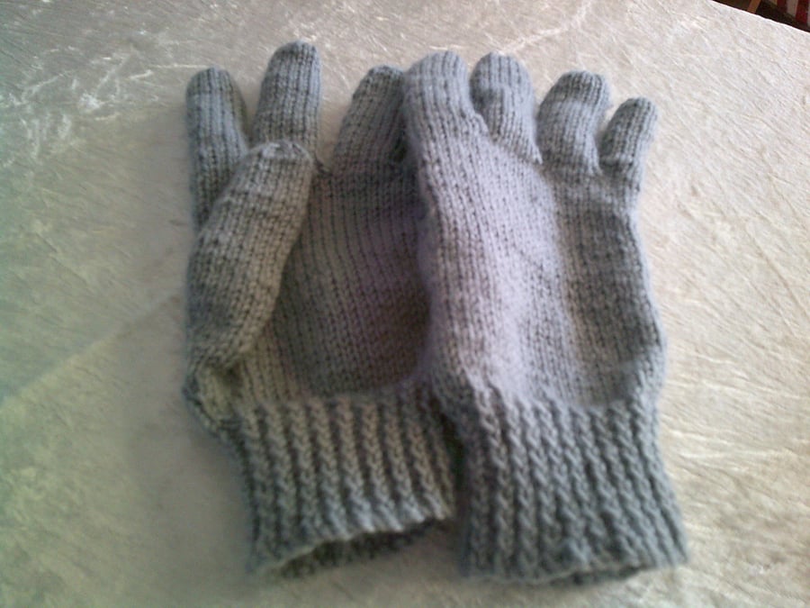 Handed Knitted Grey Gloves