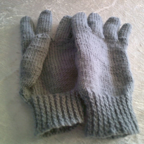 Handed Knitted Grey Gloves
