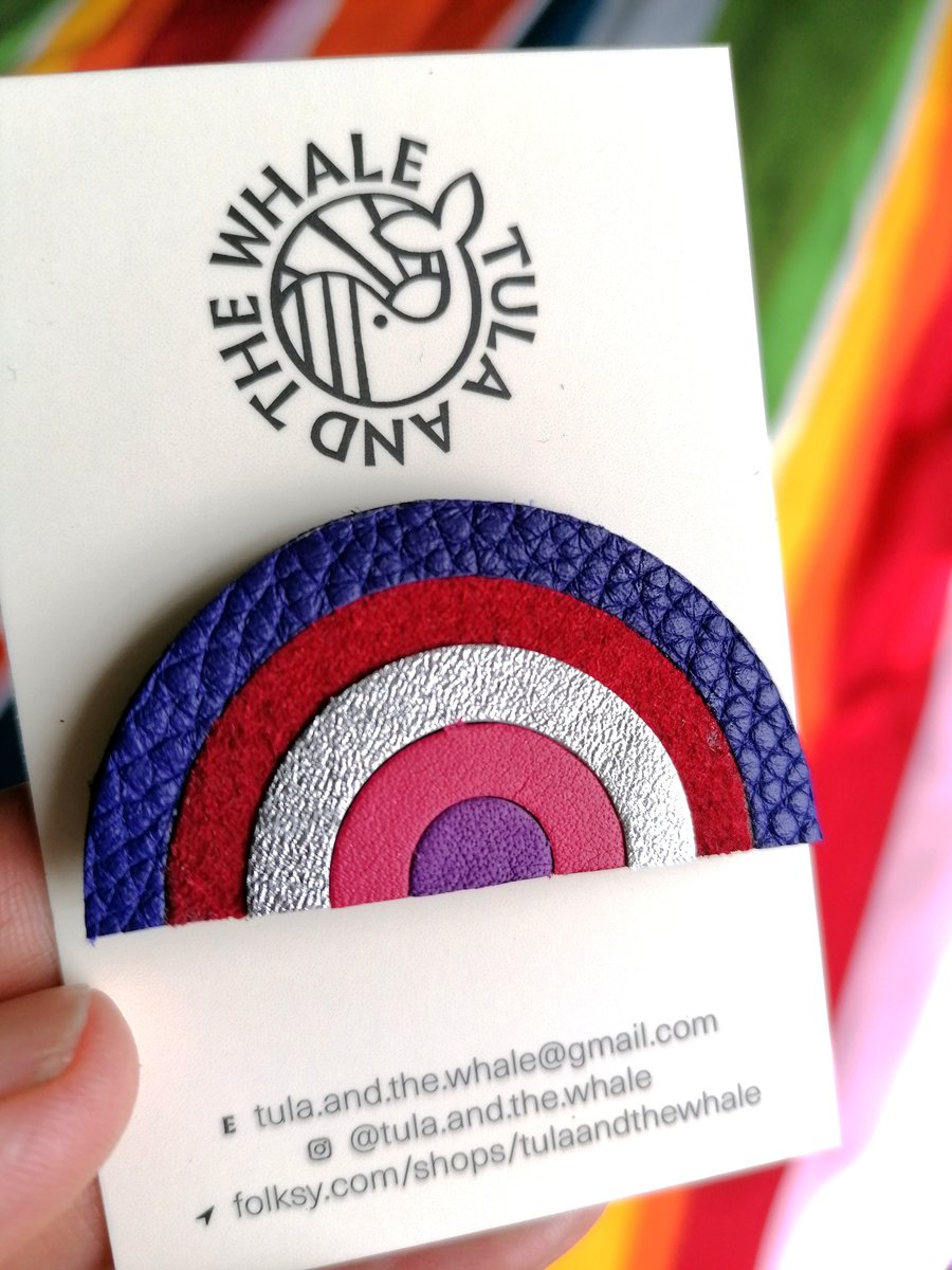 Rainbow Badge, Upcycled Leather Brooch, Colourful Rainbow Gift