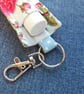 Key ring lip balm holder blue floral fabric keyring  - Image 3