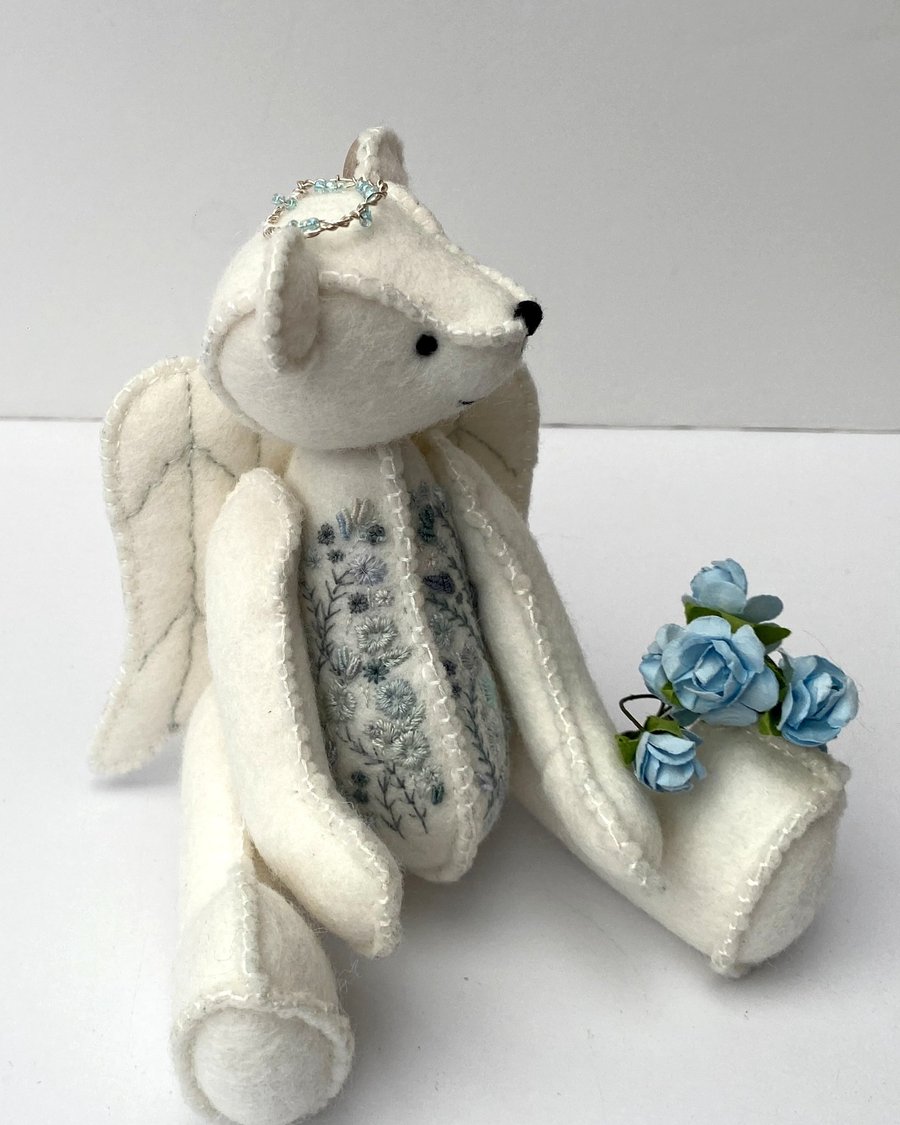 Angel collectable artist bear, one of a kind handmade keepsake memory bear