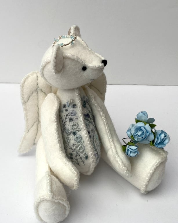 Angel collectable artist bear, one of a kind handmade teddy bear by Bearlescent 