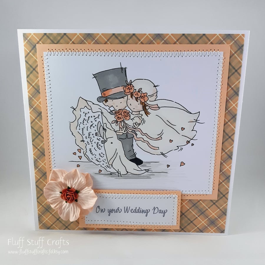 Handmade wedding card - bride and groom