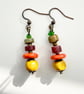 Yellow Orange Brown and Green Boho Style Dangle Drop Earrings