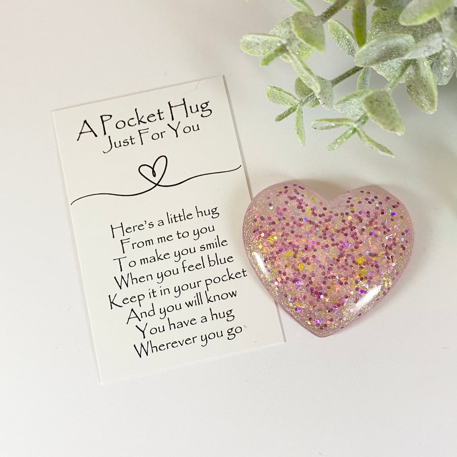 Snow Fairy Glitter Resin Pocket Hug Heart & Card