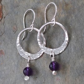 Amethyst Earrings, Silver & Amethyst, February birthstone