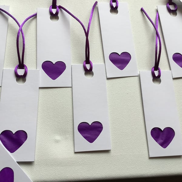 Reduced to clear. Handmade gift tags. Pack of 10 Heart gift tags.CC432