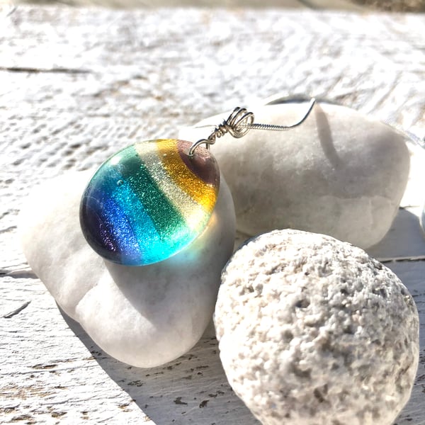 Silver and Glass Pastel Rainbow Necklace
