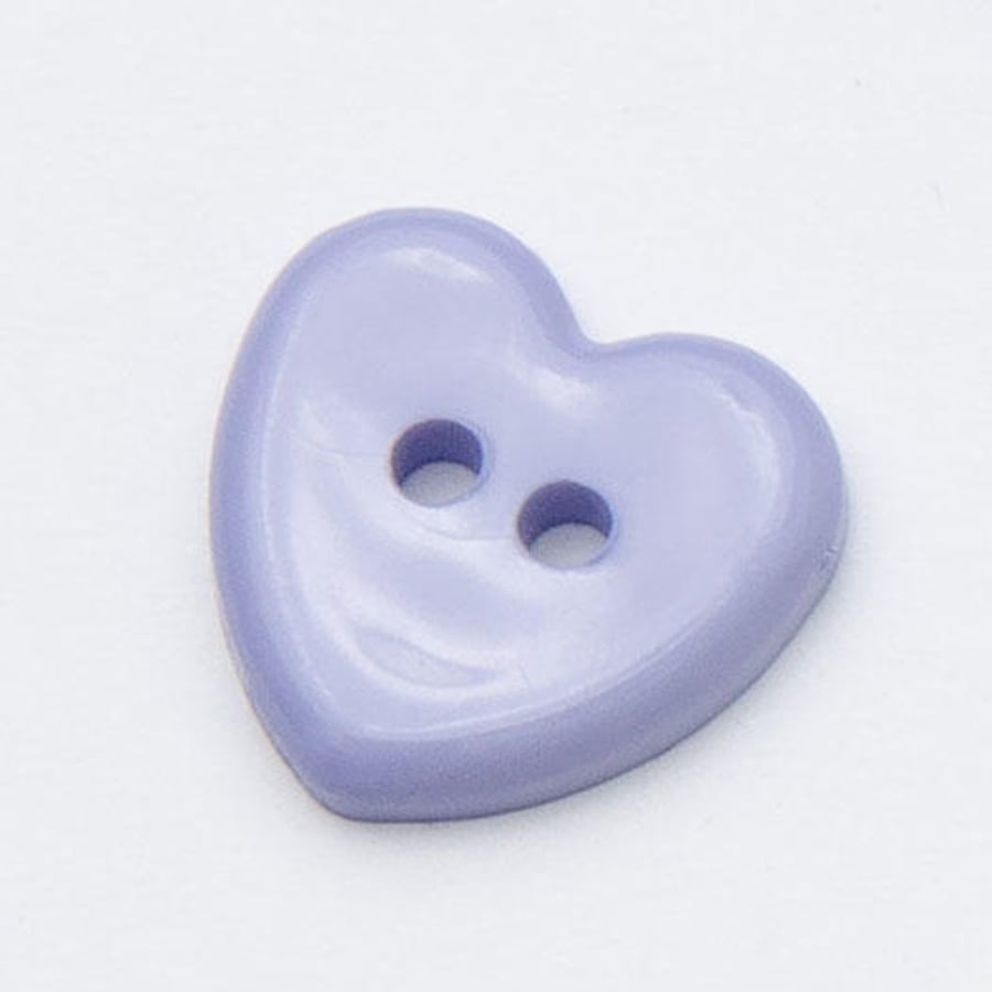 10 Purple heart buttons, flat 2 hole sewing, knitting, crochet buttons 13mm