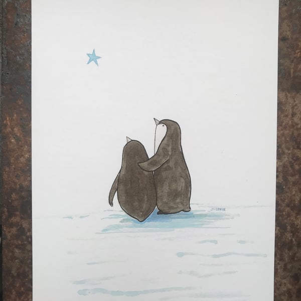 Penguins 7 x 5 print by Jo Roper 
