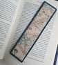 Textile bookmark - aqua blue embroidered curtain, wool and velvet fabrics - Image 1