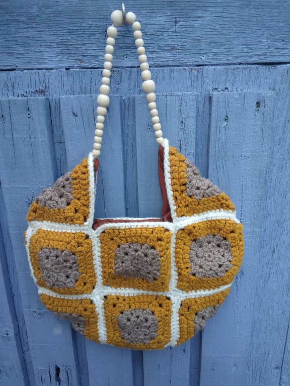 Handmade Granny Square Crochet shoulder bag
