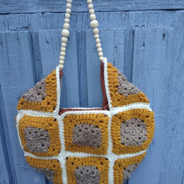 Handmade Granny Square Crochet shoulder bag