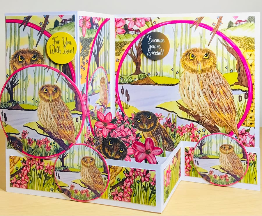Owl greetings card - 3D