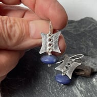  Sterling silver and matte navy blue sodalite earrings
