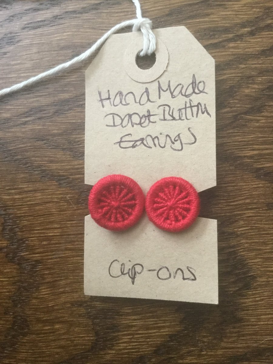 Dorset Button Clip-on Earrings, Red