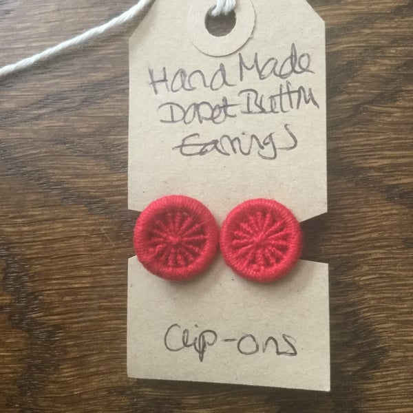 Dorset Button Clip-on Earrings, Red