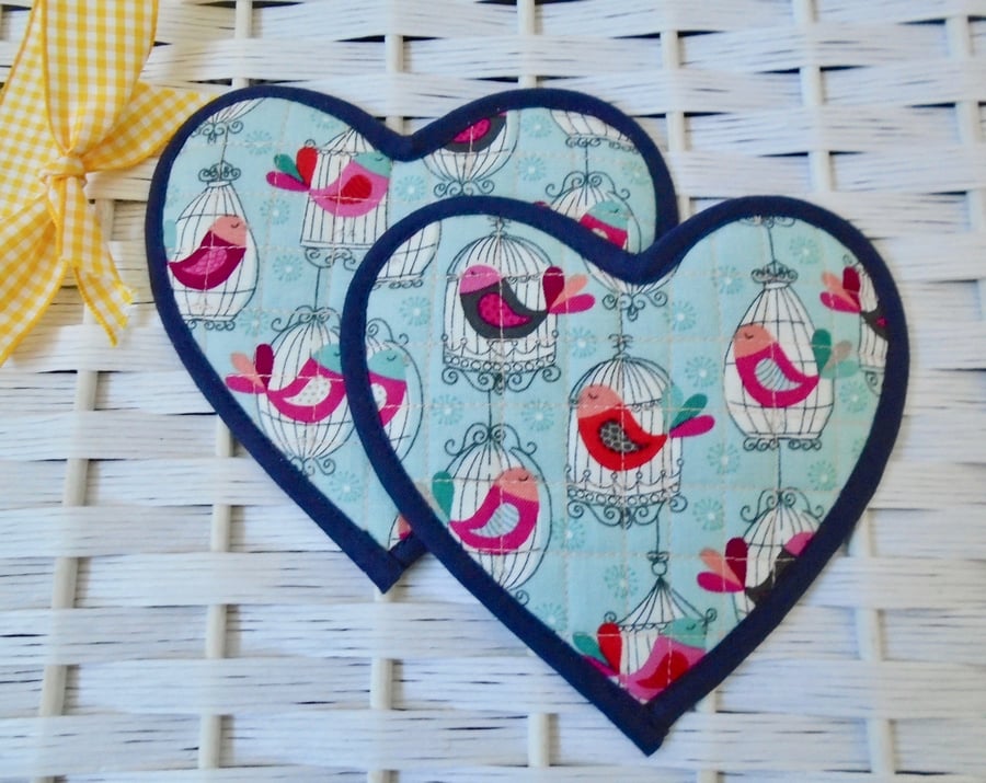 Quilted Cotton Heart Coaster - Set of two Coasters