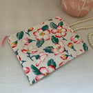 Zipped Purses, Pouch, Small Cosmetic Bag, Accessory Purse, Floral