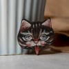 Krampus cat brooch badge. 