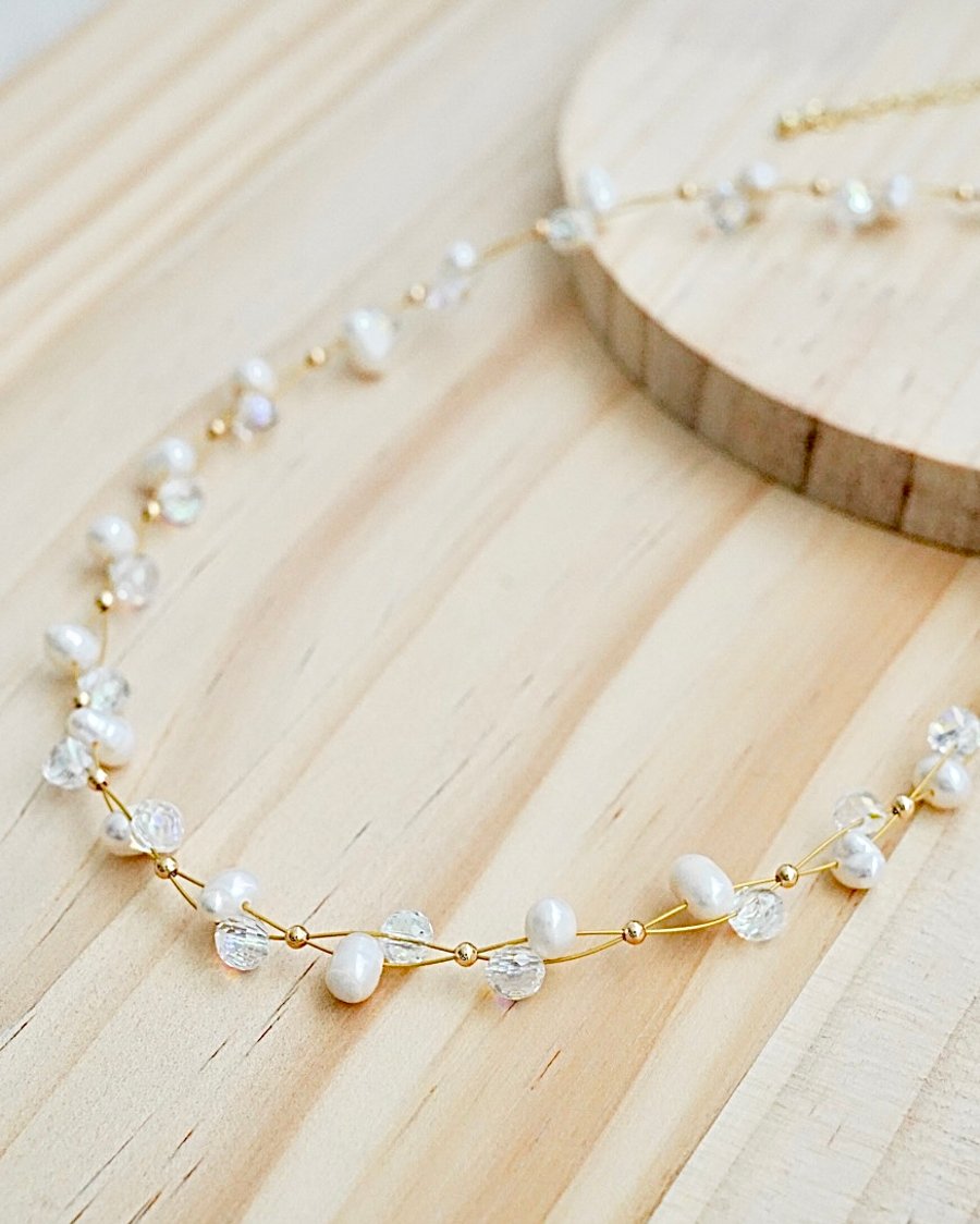 Freshwater Pearl and Crystal Choker