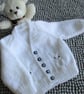 16" White Baby Boys Owl Cardigan - Image 1