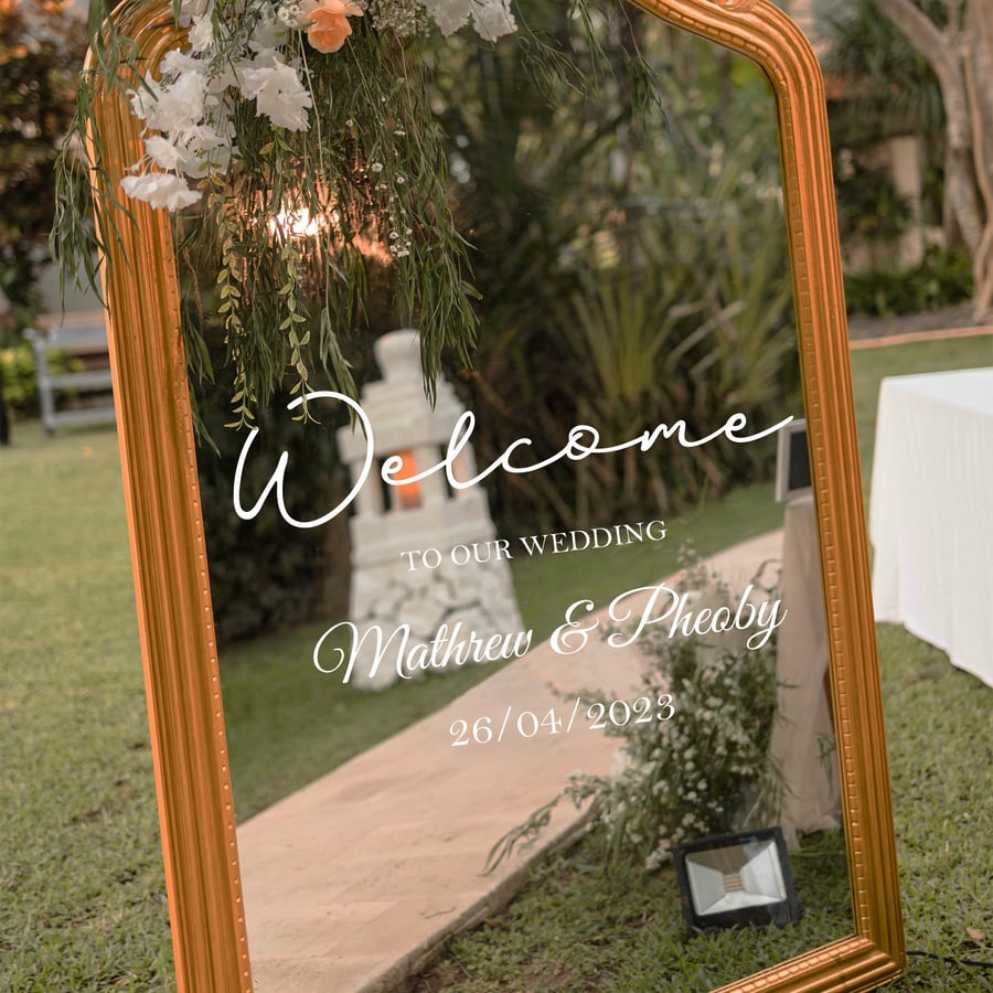 Welcome Wedding Mirror Sticker Vinyl Decal Sticker for DIY Wedding Easy to Apply