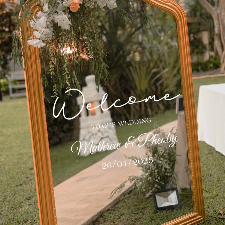 Welcome Wedding Mirror Sticker Vinyl Decal Stic Folksy
