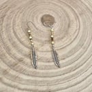 Sterling silver feather earrings,festival earrings,small gift for her (EAR-0021)